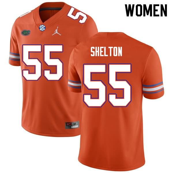 NCAA Florida Gators Antonio Shelton Women's #55 Nike Orange Stitched Authentic College Football Jersey FBT3264OH